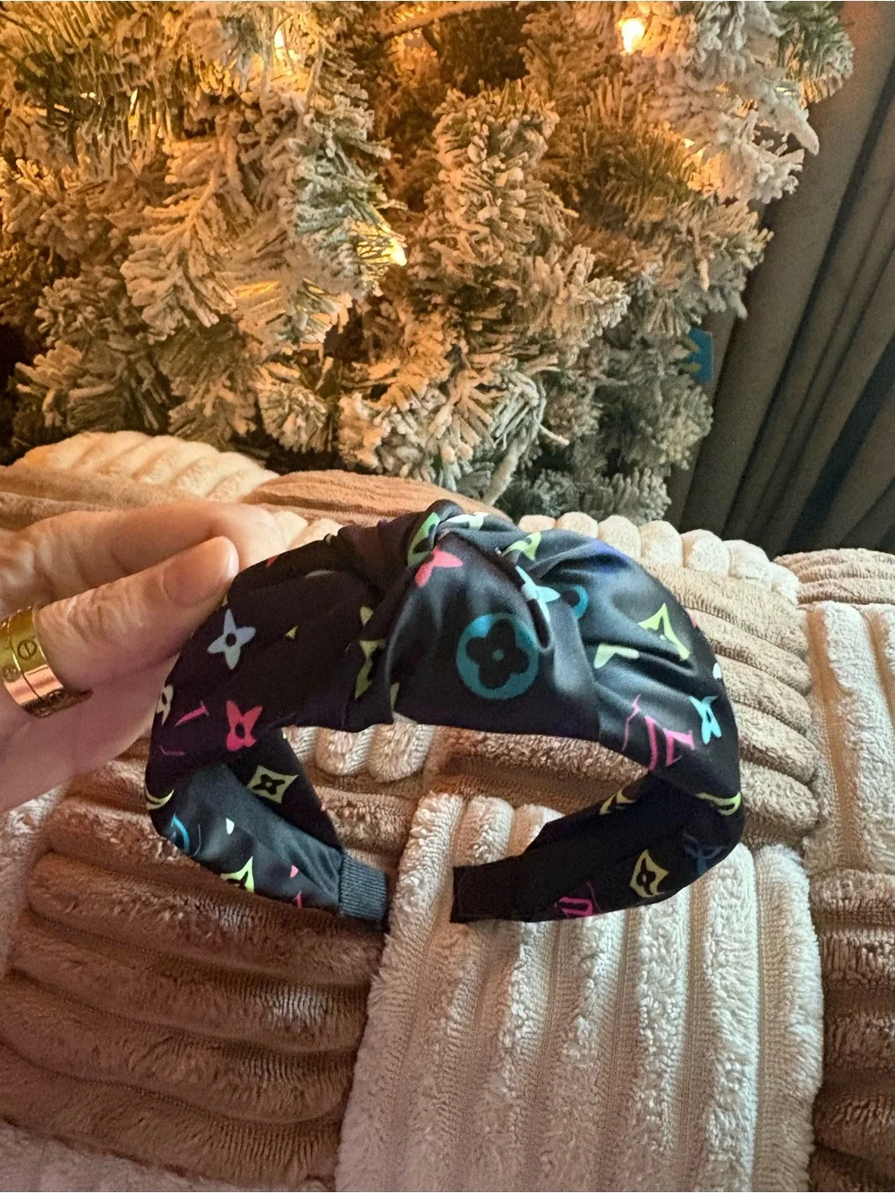 Fashion Black Multicolor Logo Knot Headband